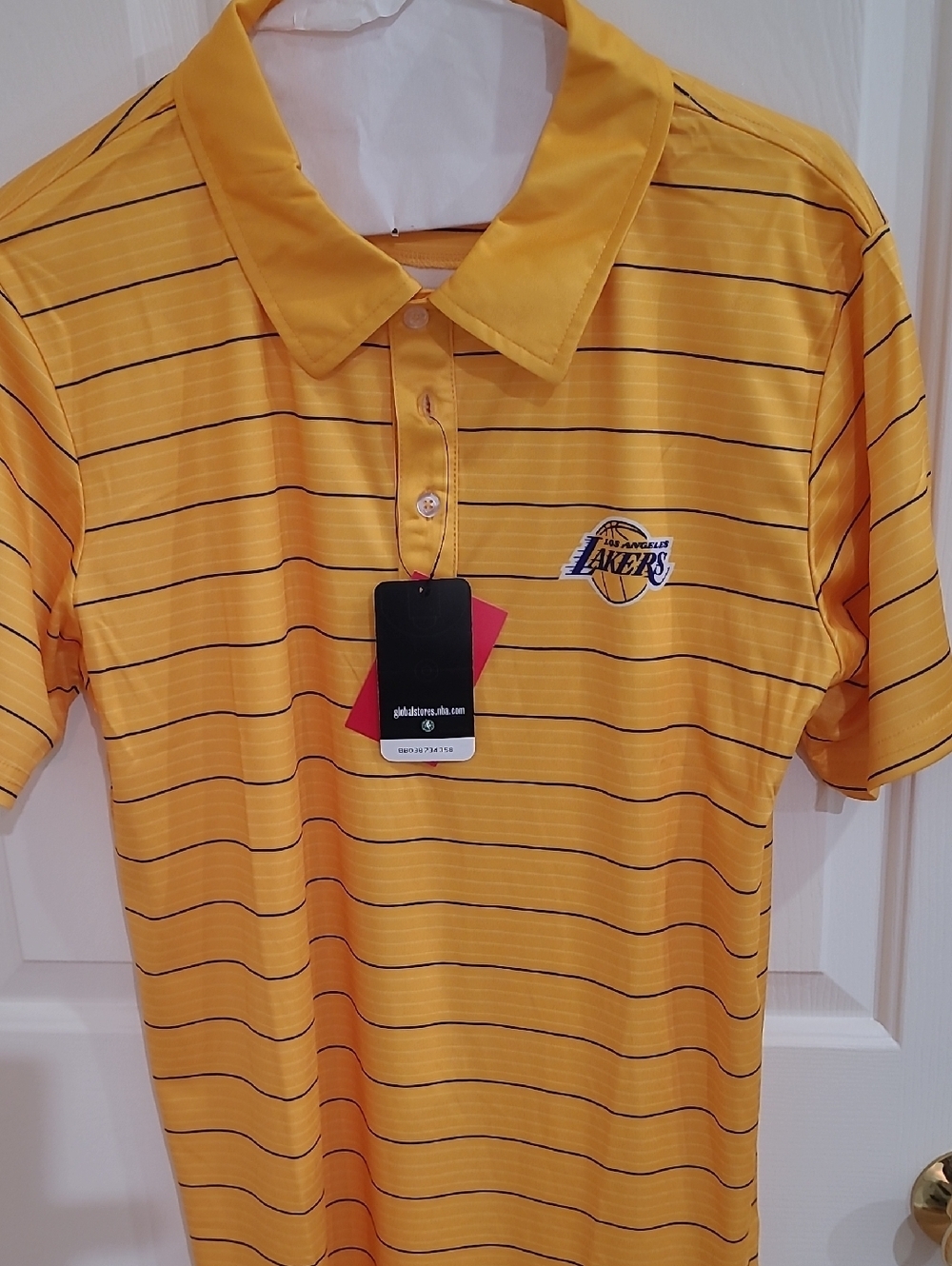 Los Angeles Lakers Yellow Striped Polo Shirt